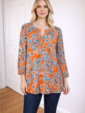 Women’s Crown & Ivy Top Brilliant Floral Blouse Size PXL